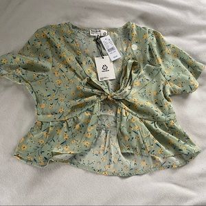 pacsun // sage green front tie top